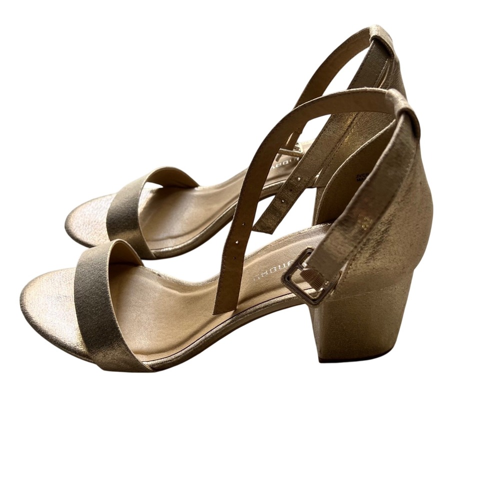 Wedding Gold Metallic CL by Laundry 8.5M Block Heel JVCB-001 Ankle Strap
